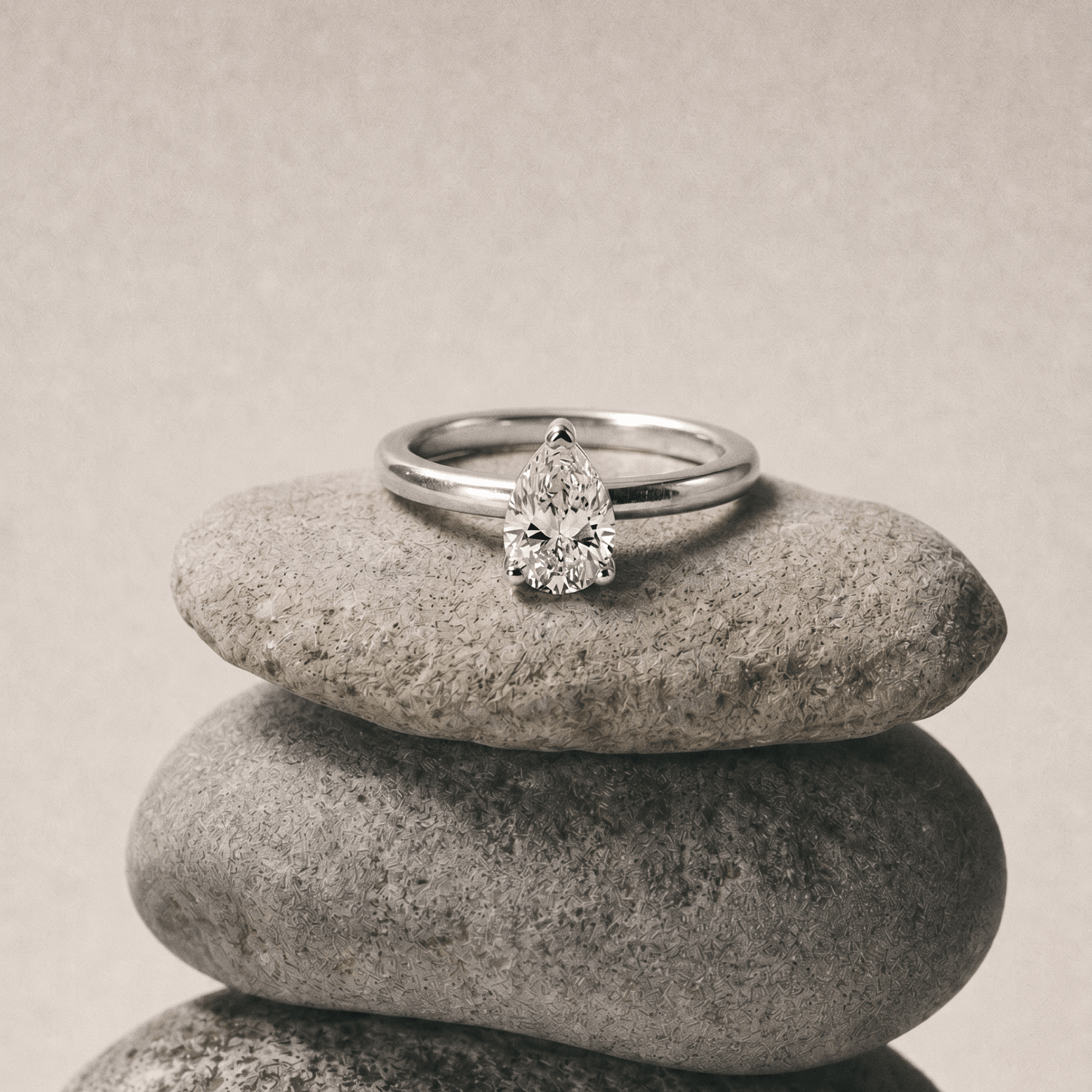 Platinum pear diamond ring - The Yara - Dainty London
