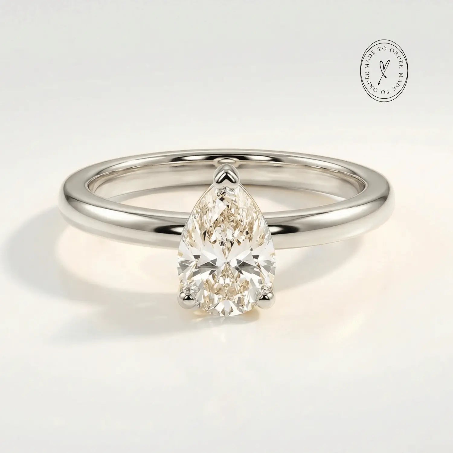 Platinum Pear Diamond Ring - The Yara Ring - Dainty London