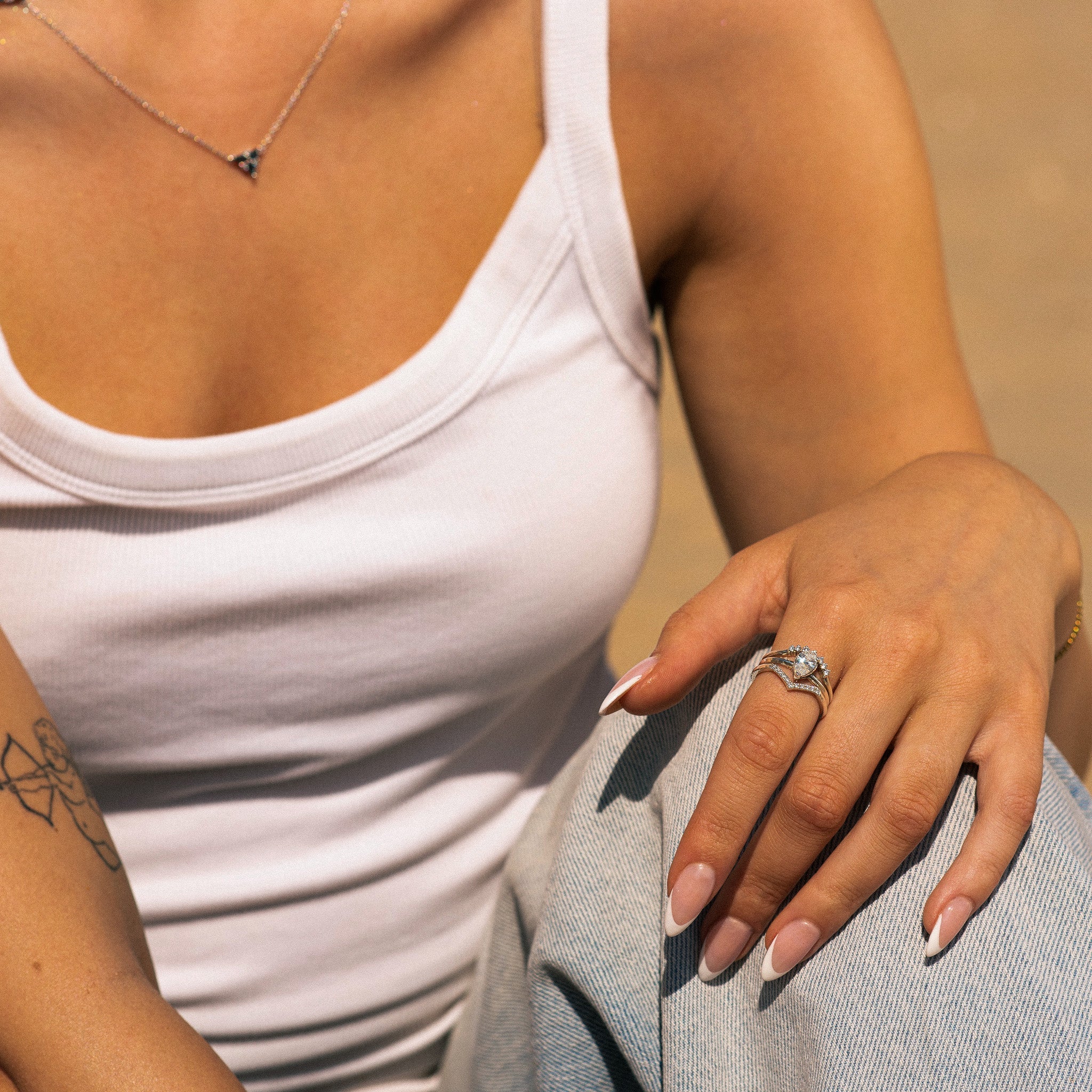 Platinum Pear Diamond Ring - The Yara Ring - Dainty London