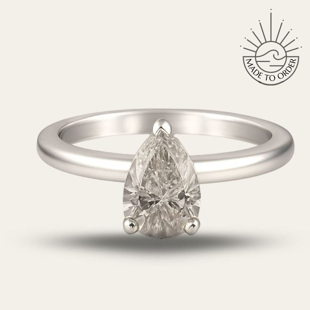 Platinum Pear Diamond Ring - The Yara Ring - Dainty London