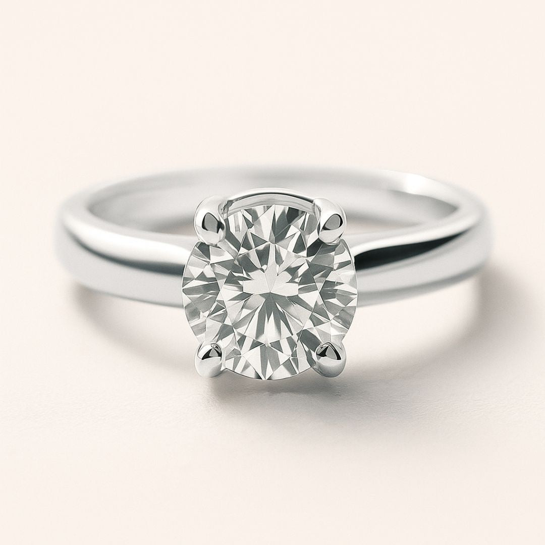 Platinum Solitaire Diamond Ring - The Mina Ring - Dainty London