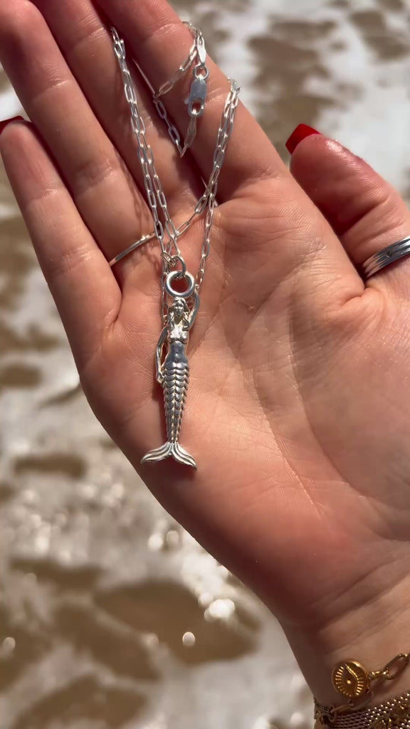 mermaid necklace, ocean jewellery, coastal gift, silver pendant, mermaid lover gift, beach jewellery, statement necklace, handmade ocean jewellery, folklore jewelry, ocean inspired necklace, gift for beach lovers, mermaid pendant, unique seaside jewelry