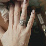The Platinum Merrow Ring - Luxury Platinum Gemstone Rings - Dainty London platinum moissanite ring, Irish folklore jewellery, mermaid inspired ring, luxury gemstone ring, handcrafted platinum ring, custom made jewellry, unique gift for her, special occasion ring, Irish folklore gift, 5ct moissanite, engagement or anniversary, mystical jewelry gift, Irish legend ring