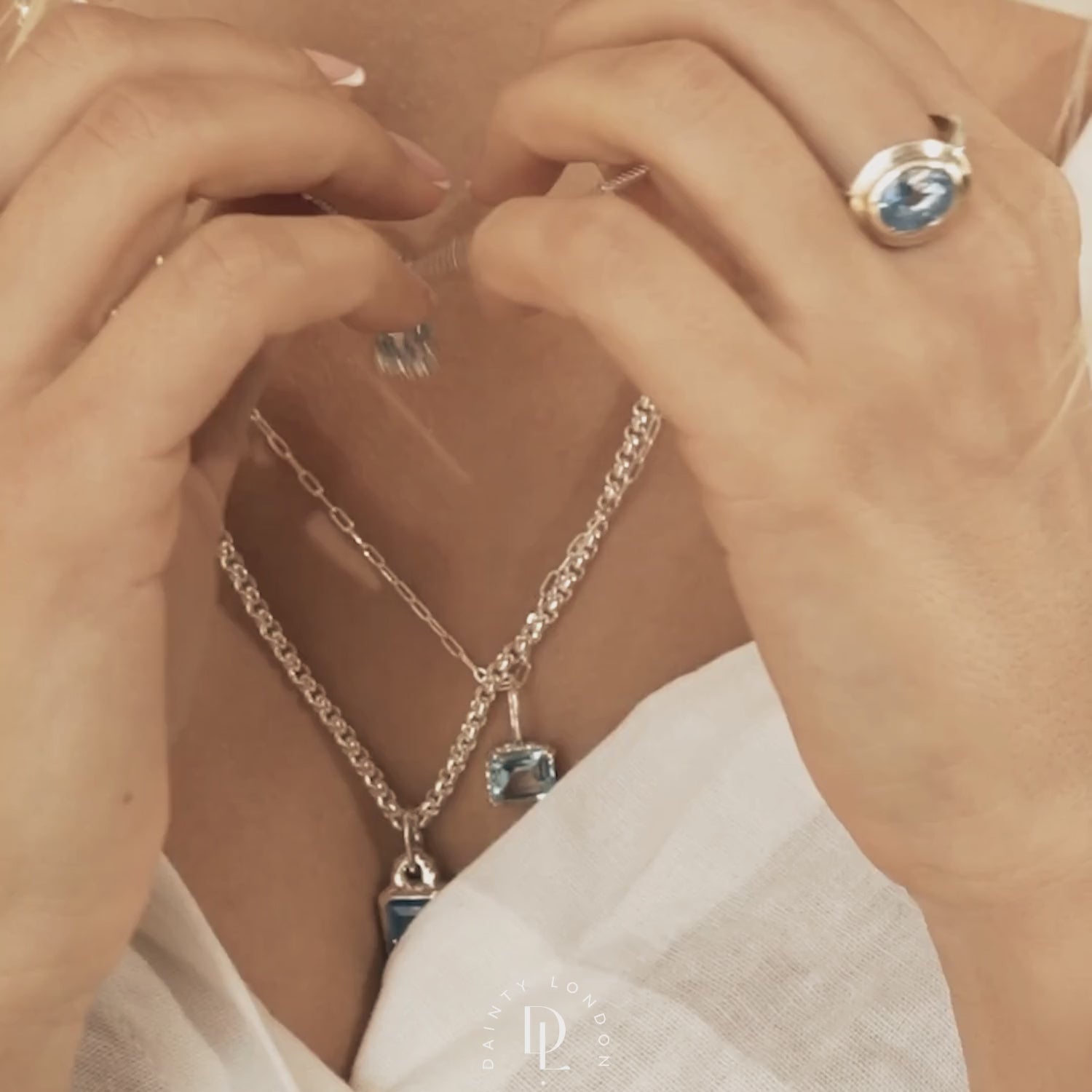 The Silver Aurelia Ring - Blue Topaz Modern Sterling Silver Rings - Dainty London