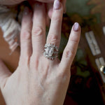 The Platinum Merrow Ring - Luxury Platinum Gemstone Rings - Dainty London platinum moissanite ring, Irish folklore jewellery, mermaid inspired ring, luxury gemstone ring, handcrafted platinum ring, custom made jewellry, unique gift for her, special occasion ring, Irish folklore gift, 5ct moissanite, engagement or anniversary, mystical jewelry gift, Irish legend ring