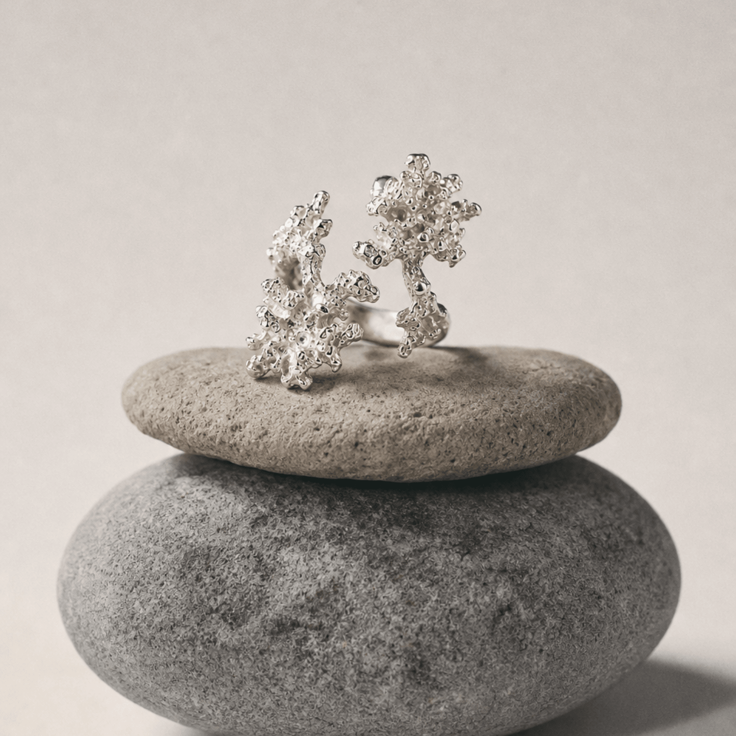 Gold saltwater coral adjustable statement ring - Dainty London