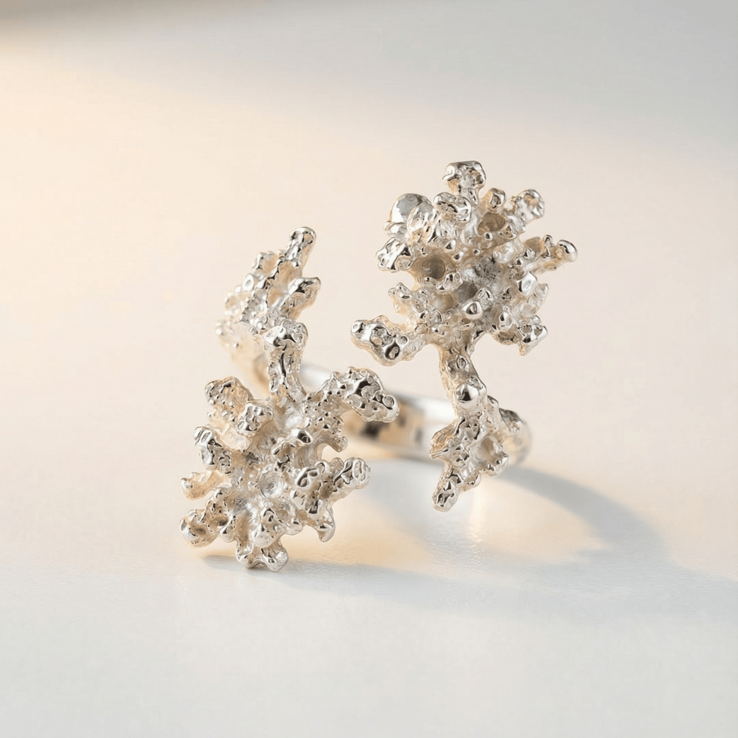 ocean jewelry, coral ring, statement ring, adjustable ring, silver jewelry, gold vermeil ring, beach jewelry, seaside jewelry, handmade jewelry, gift for her, coastal jewelry, organic jewelry, ocean lover gift