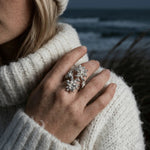 Gold saltwater coral adjustable statement ring - Dainty London