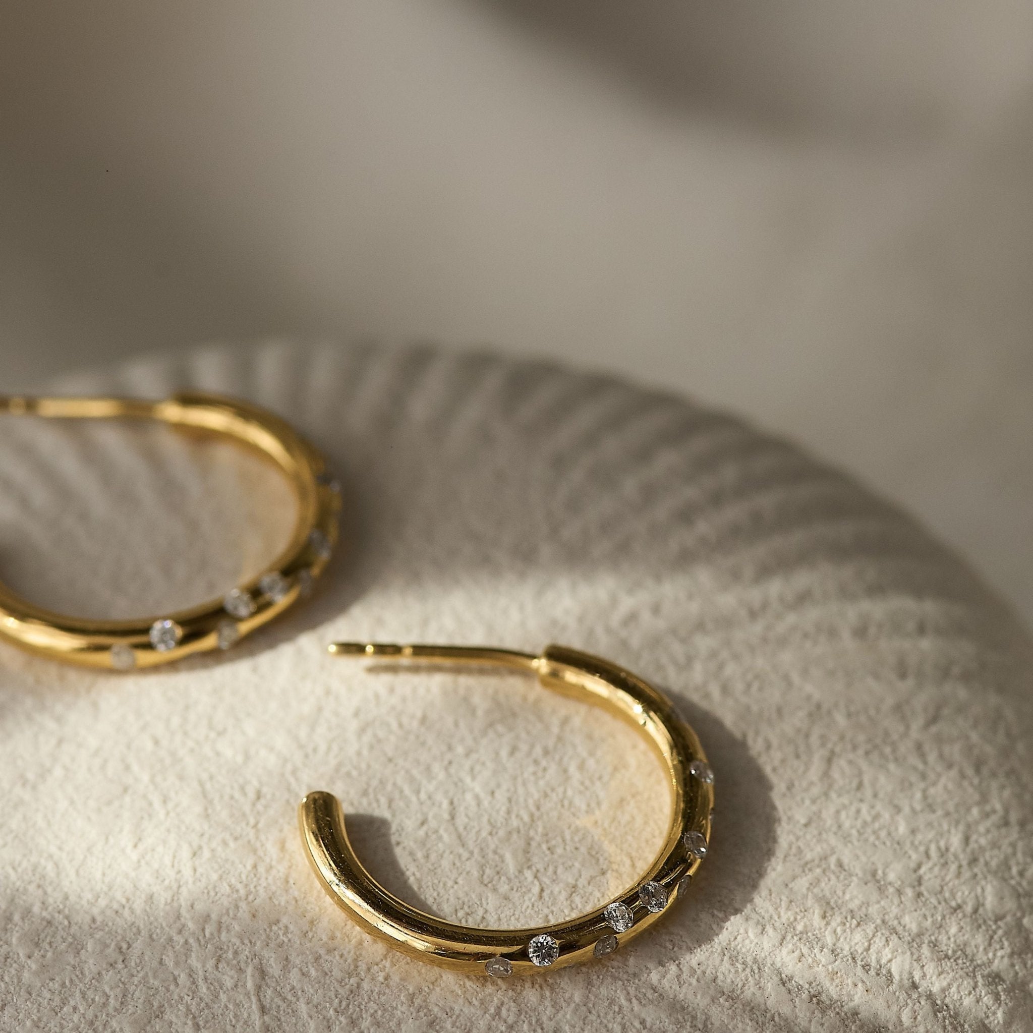 Gold Seren Hoops - Celestial Timeless Topaz Hoop Earrings - Dainty London