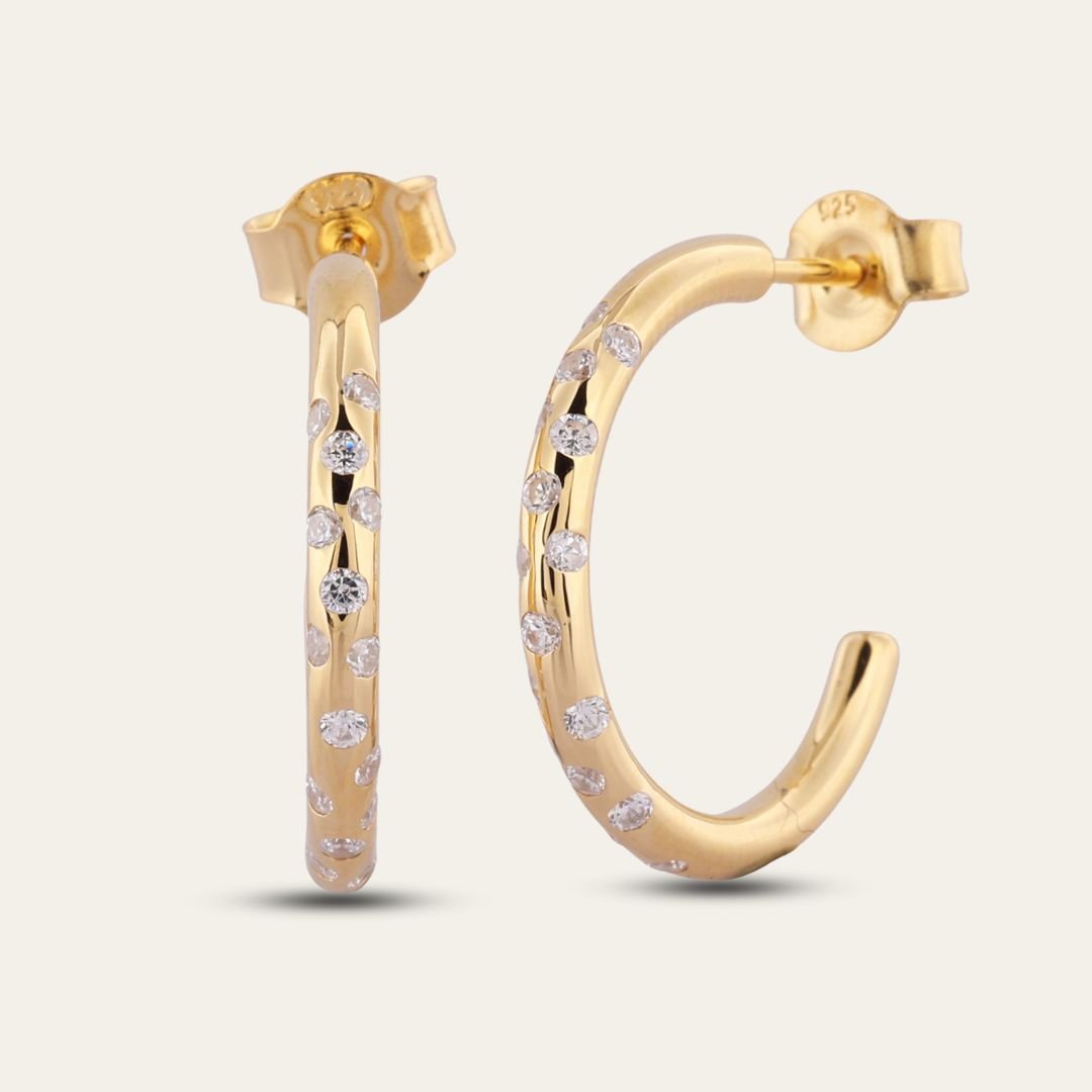 Gold Seren Hoops - Celestial Timeless Topaz Hoop Earrings - Dainty London