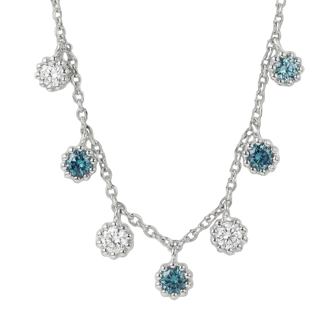 Silver Aqua Necklace with Barnacles and Rainbow Topaz - Dainty London