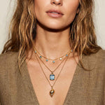 Silver Aqua Necklace with Barnacles and Rainbow Topaz - Dainty London