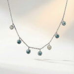 Silver Aqua Necklace with Barnacles and Rainbow Topaz - Dainty London