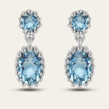 Silver Aurelia Earrings - Vintage Statement Topaz Drop Earrings - Bridal - Wedding - Dainty London