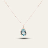 Silver Aurelia Necklace - Blue Topaz Gemstone - Dainty London