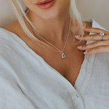 Silver Aurelia Necklace - Blue Topaz Gemstone - Dainty London