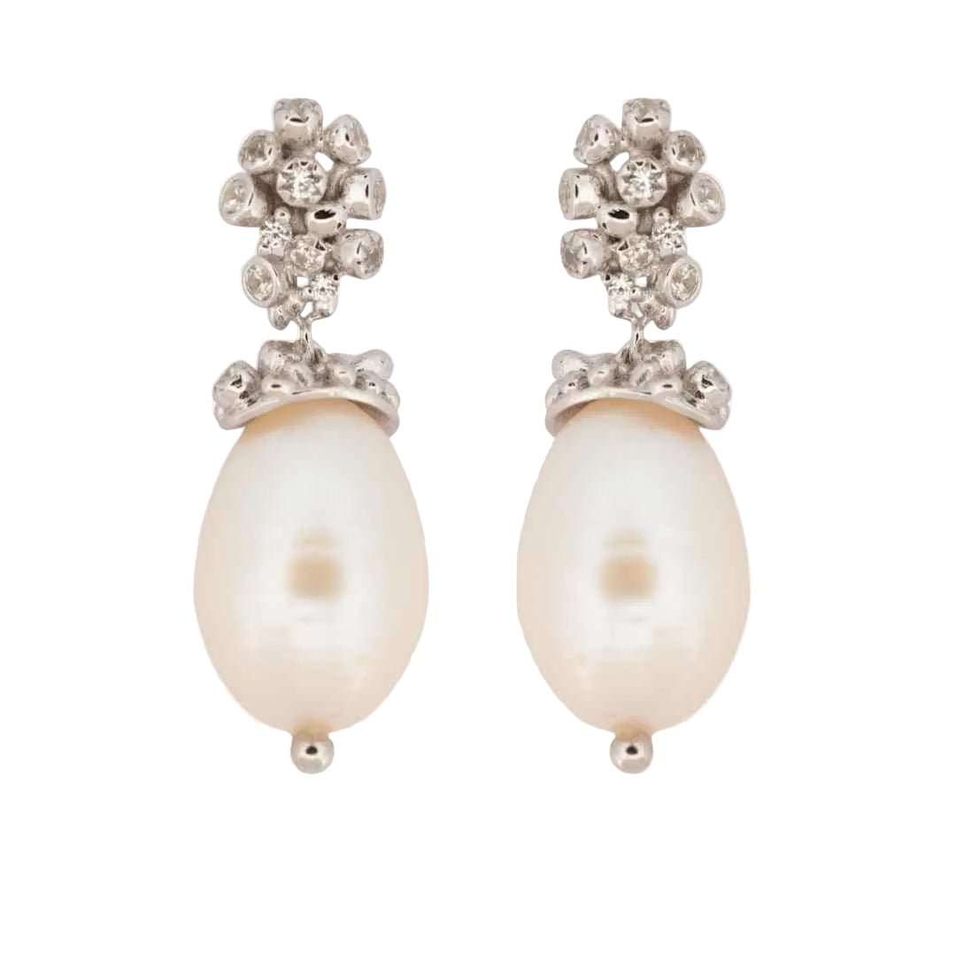 Silver Baroque Pearl Earrings - Lyra - Dainty London