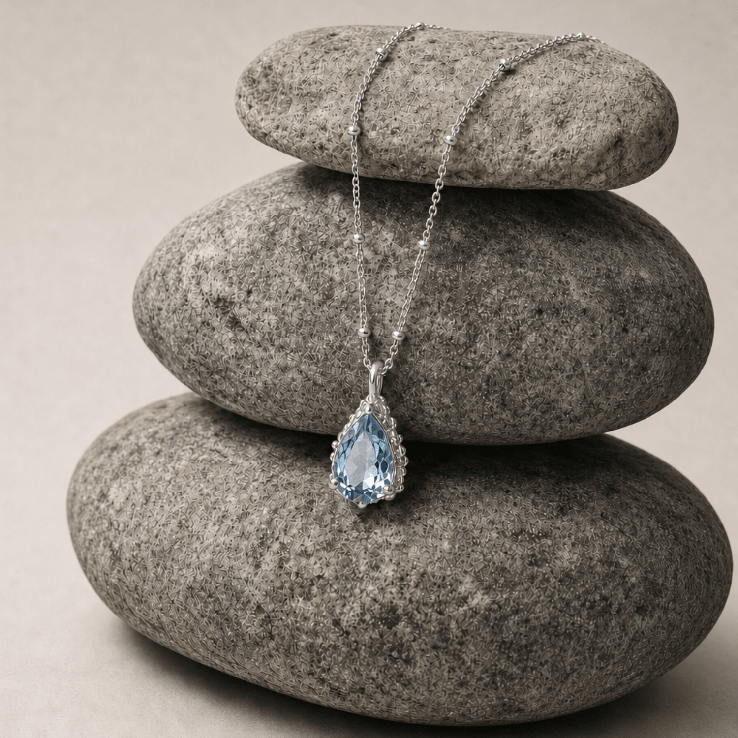 Silver Blue Topaz Necklace - Aurelia - Dainty London