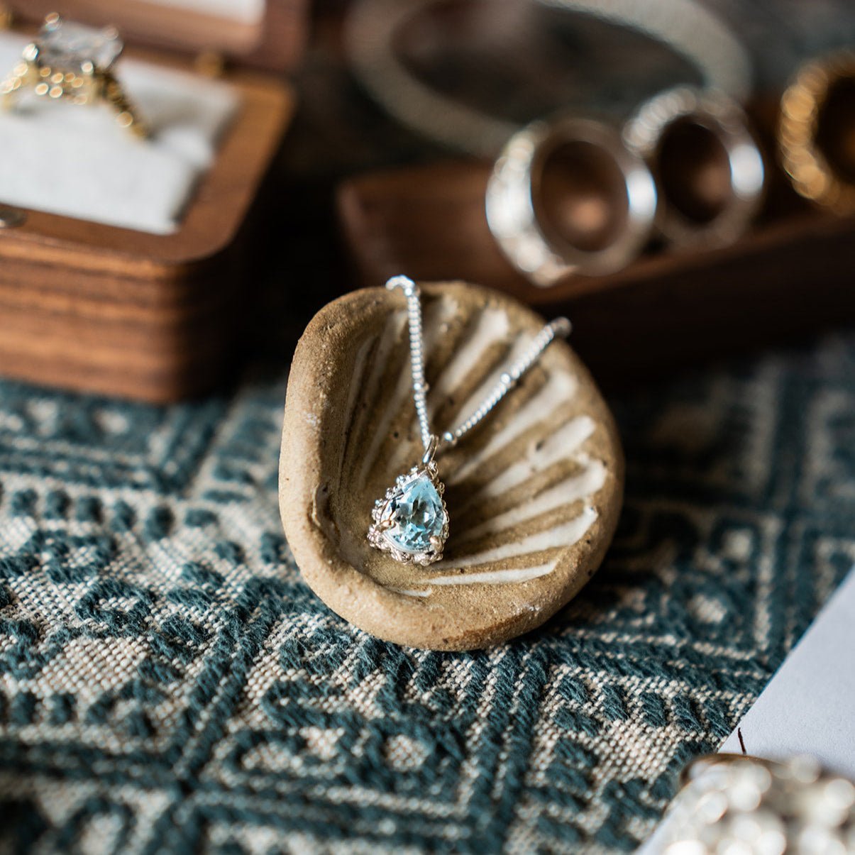 Silver Blue Topaz Necklace - Aurelia - Dainty London