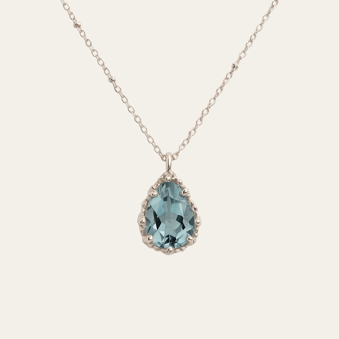 Silver Blue Topaz Necklace - Aurelia - Dainty London