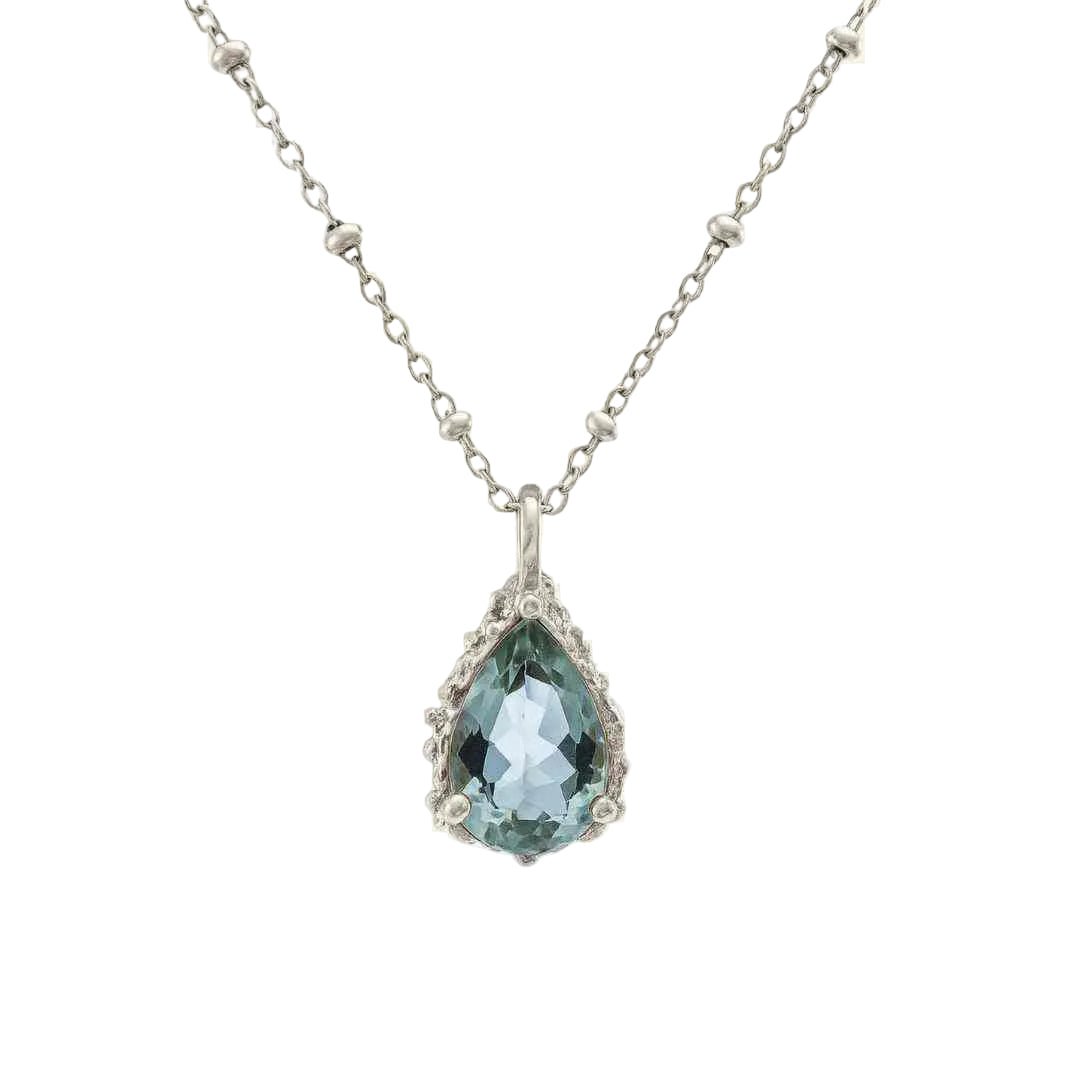 Silver Blue Topaz Necklace - Aurelia - Dainty London