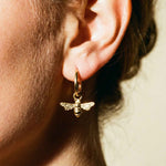 Silver Bumble Bee Huggie Hoop Earrings - Dainty London