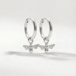 Silver Bumble Bee Huggie Hoop Earrings - Dainty London