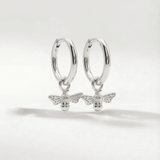 Silver Bumble Bee Huggie Hoop Earrings - Dainty London