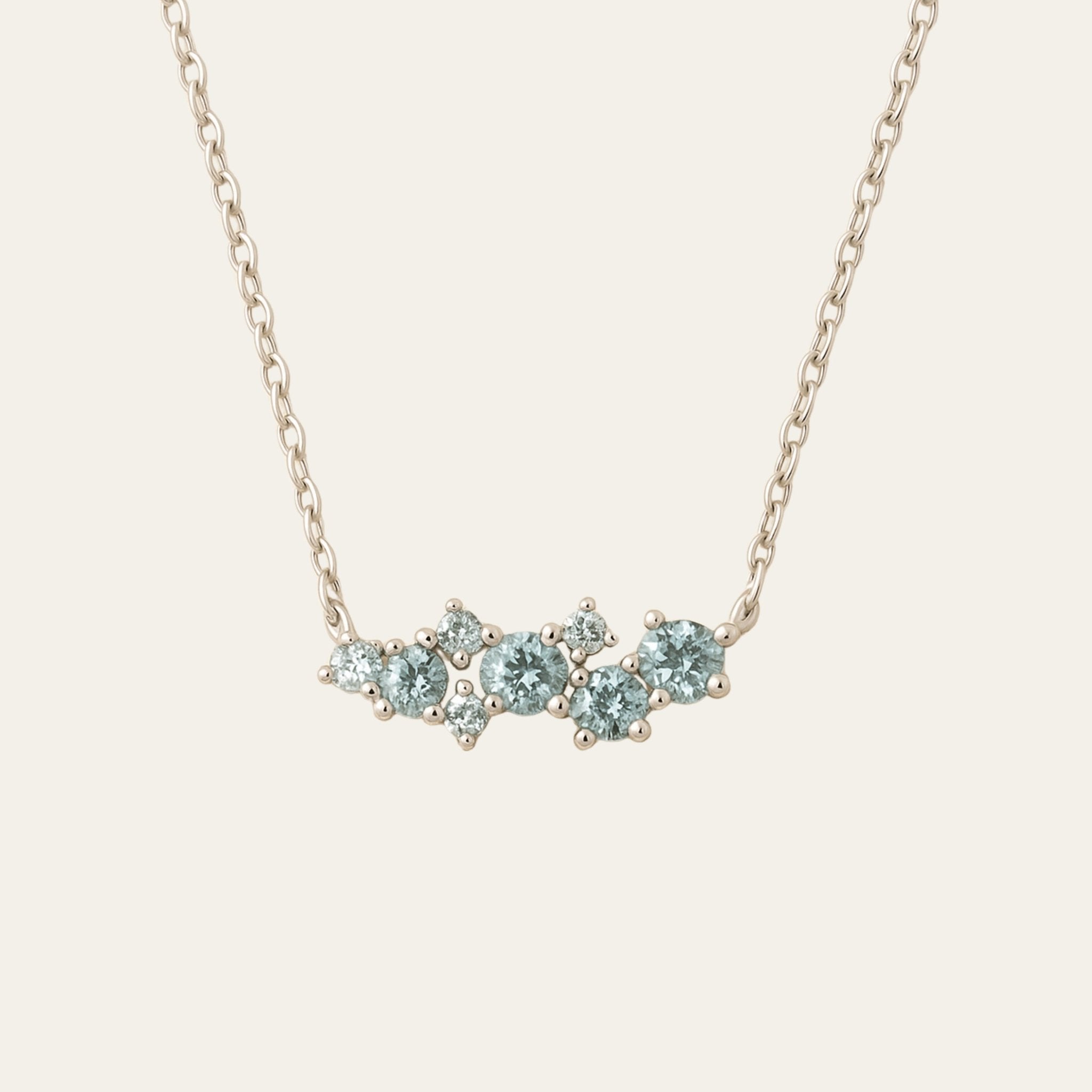 Silver Cluster Gemstone Necklace - Elara - Dainty London