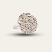 Silver Geometric Circle Ring - The Hemera Ring - Dainty London