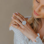 Silver Geometric Circle Ring - The Hemera Ring - Dainty London