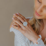 Silver Geometric Circle Ring - The Hemera Ring - Dainty London