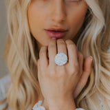 Silver Geometric Circle Ring - The Hemera Ring - Dainty London