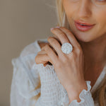 Silver Geometric Circle Ring - The Hemera Ring - Dainty London