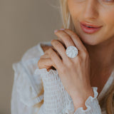 Silver Geometric Circle Ring - The Hemera Ring - Dainty London