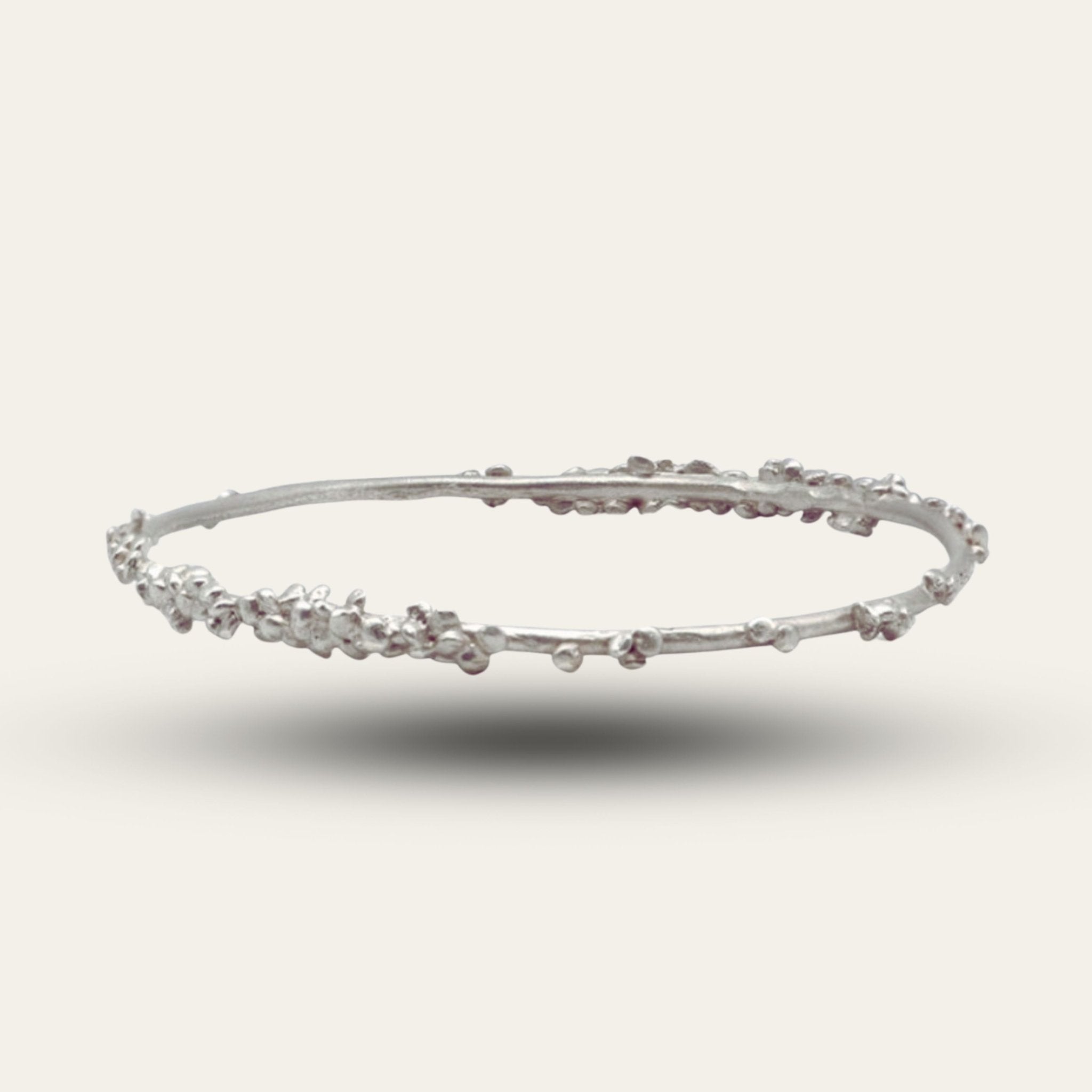 Silver Grain Bangle - Everyday Ladies Stacking Bracelets - Recycled sterling silver bangles - Dainty London