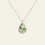 Silver Green Quartz Necklace - Alba - Dainty London