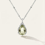 Silver Green Quartz Necklace - Alba - Dainty London