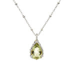Silver Green Quartz Necklace - Alba - Dainty London