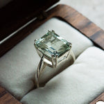 Silver Green Quartz Ring - Luna - Dainty London
