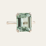 Silver Green Quartz Ring - Luna - Dainty London