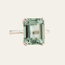 Silver Green Quartz Ring - Luna - Dainty London
