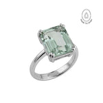 Silver Green Quartz Ring - Luna - Dainty London