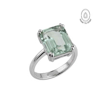 Silver Green Quartz Ring - Luna - Dainty London