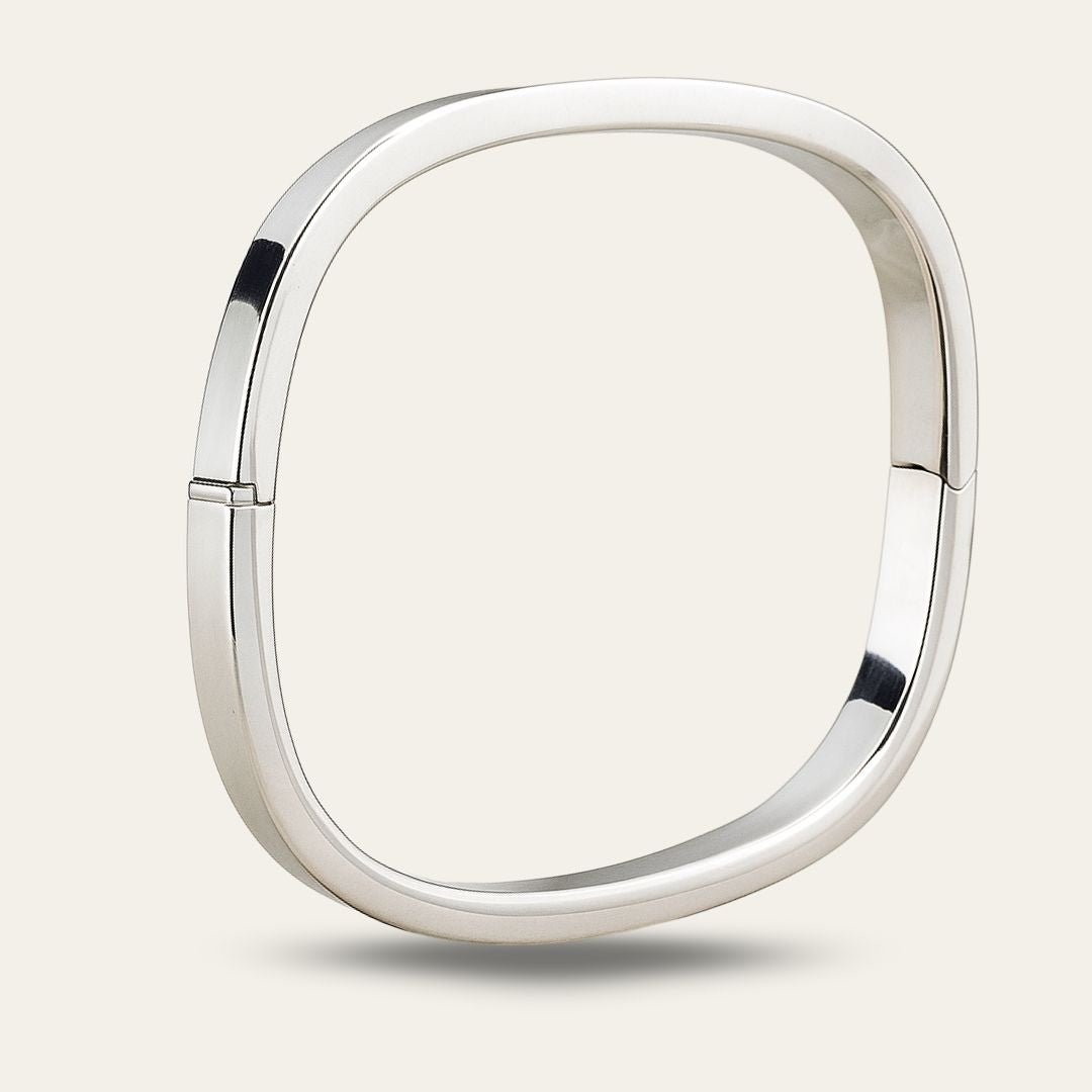 Silver Hinged Square Bangle - Vintage Design - Dainty London