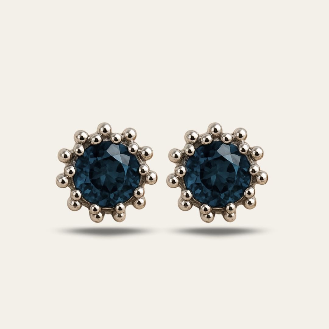 Silver London Blue Topaz Cleodora Studs - Dainty London