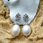 Silver Lyra Baroque Pearl Earrings - Dainty London
