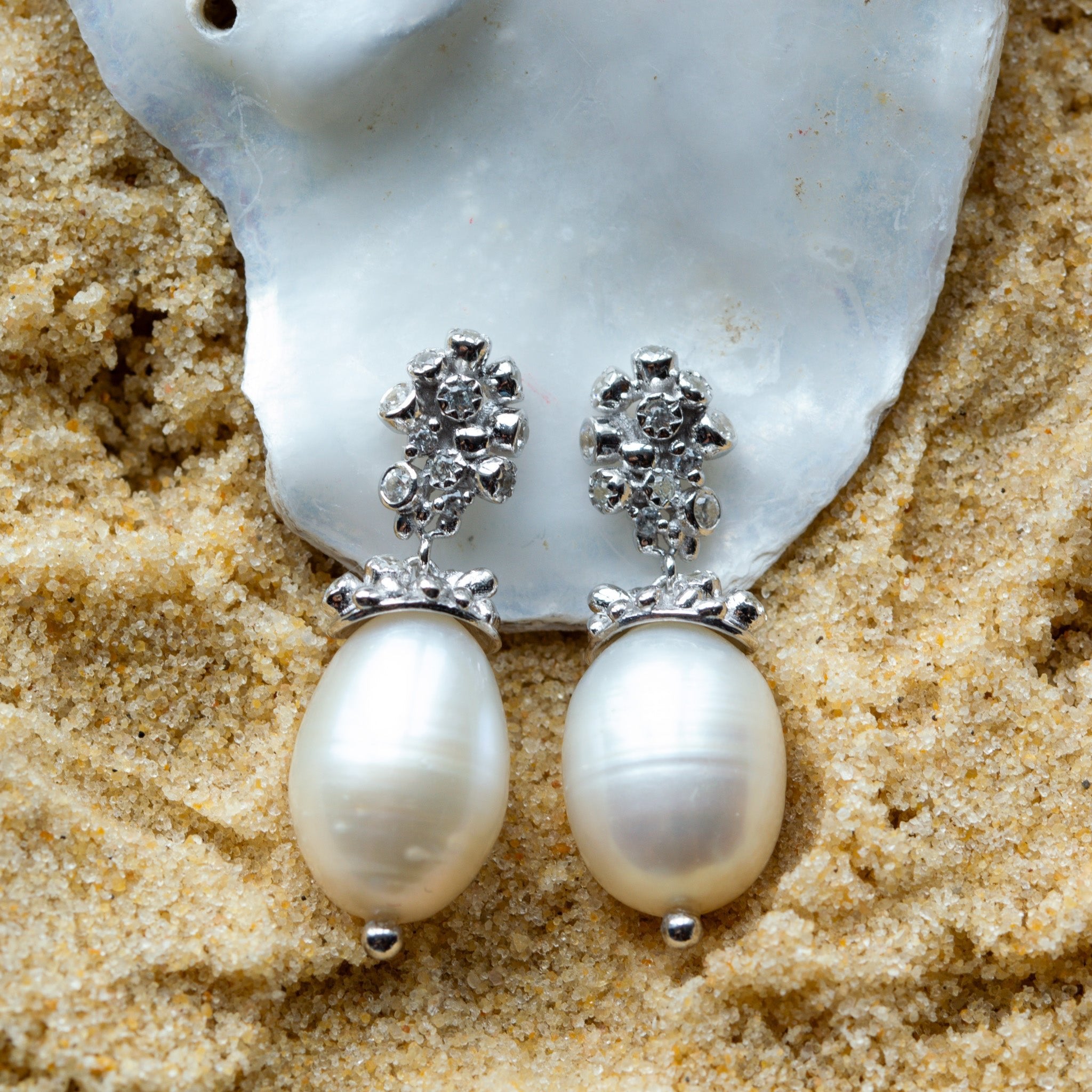 Silver Lyra Baroque Pearl Earrings - Dainty London