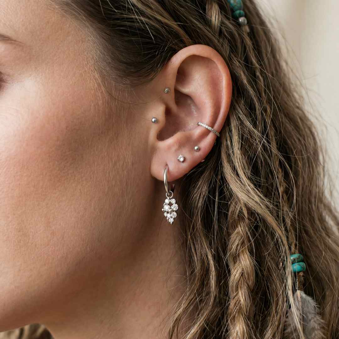 Silver Lyra Hoop Earrings - Dainty London