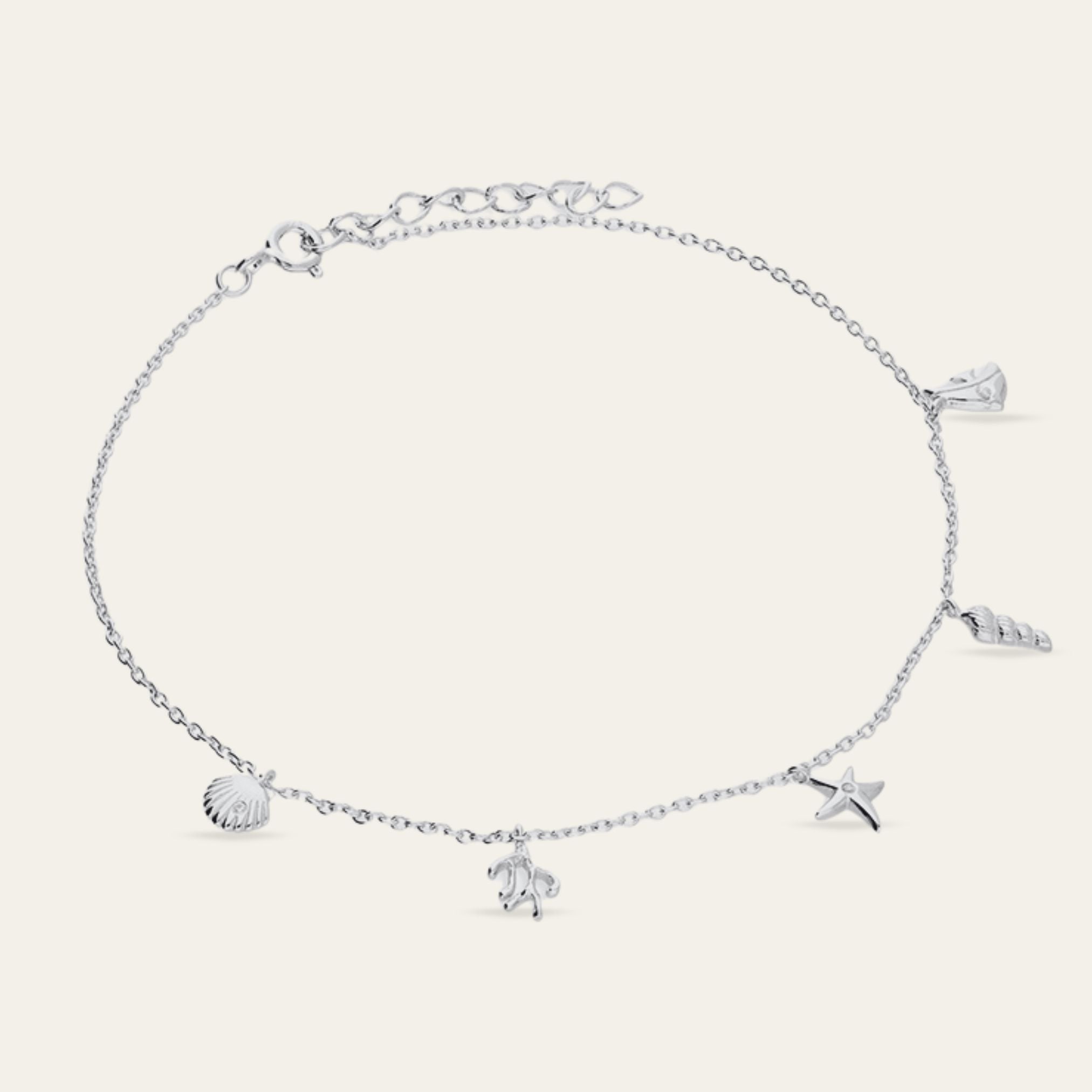 Silver Ocean Inspired Ankle Bracelet - Dainty London